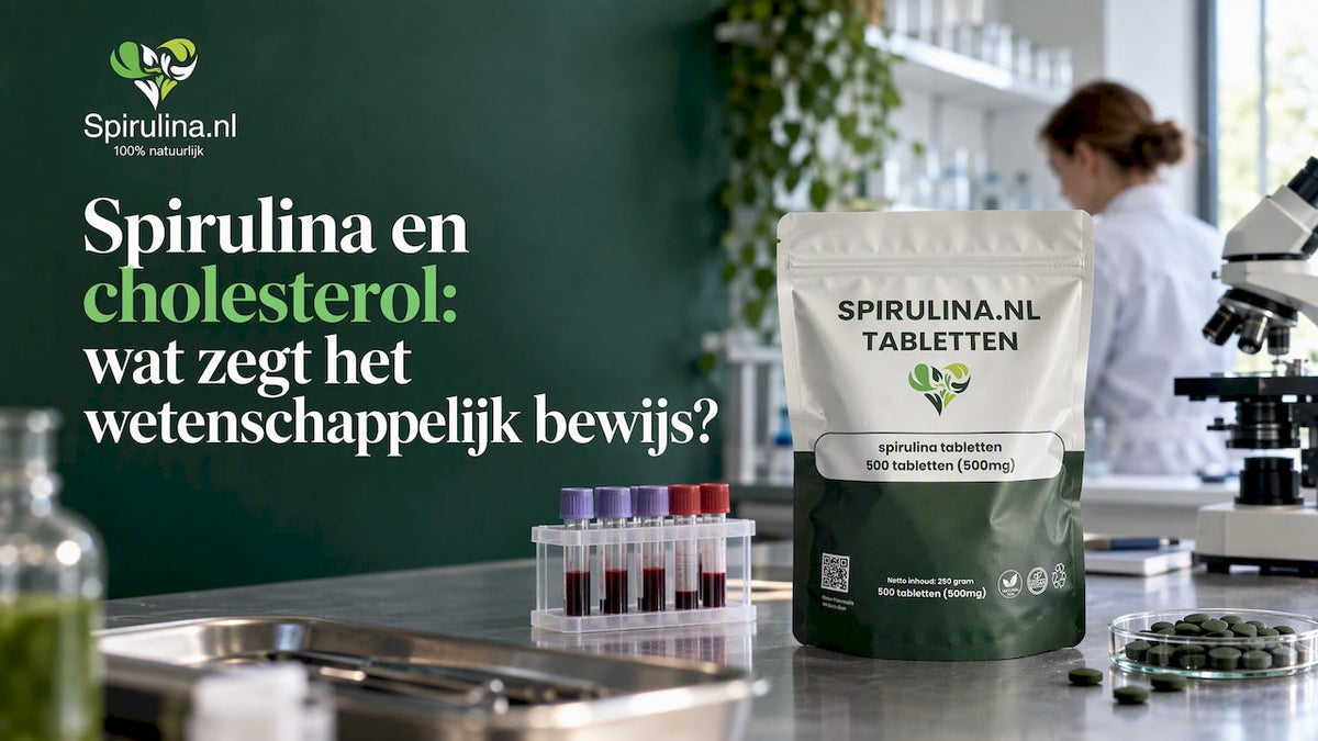Spirulinatabletten naast klinische bloedmonsters