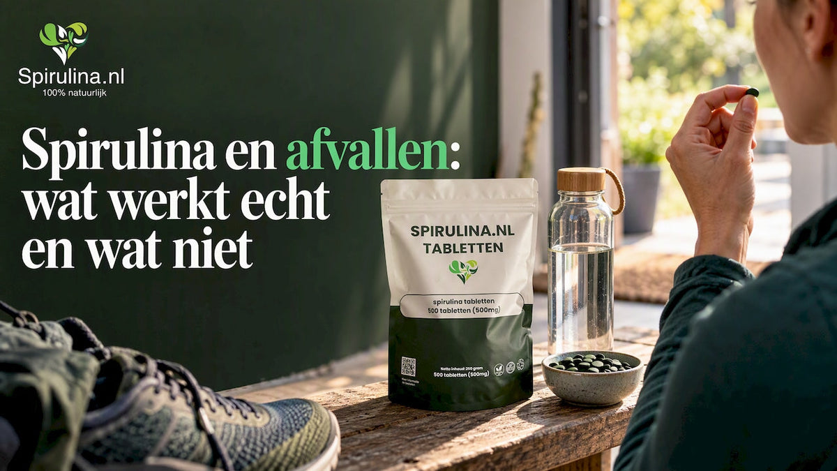 Spirulina tabletten in combinatie met wandelschoenen