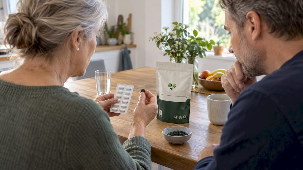 Spirulina en medicijnen thuis samen doorgenomen