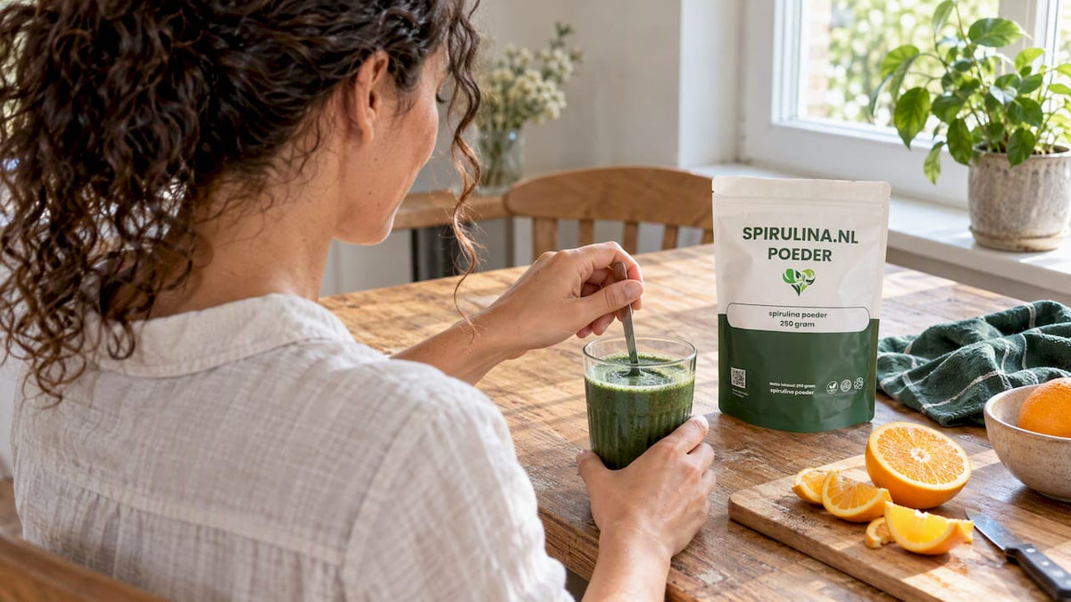 Spirulina smoothie met verse sinaasappel