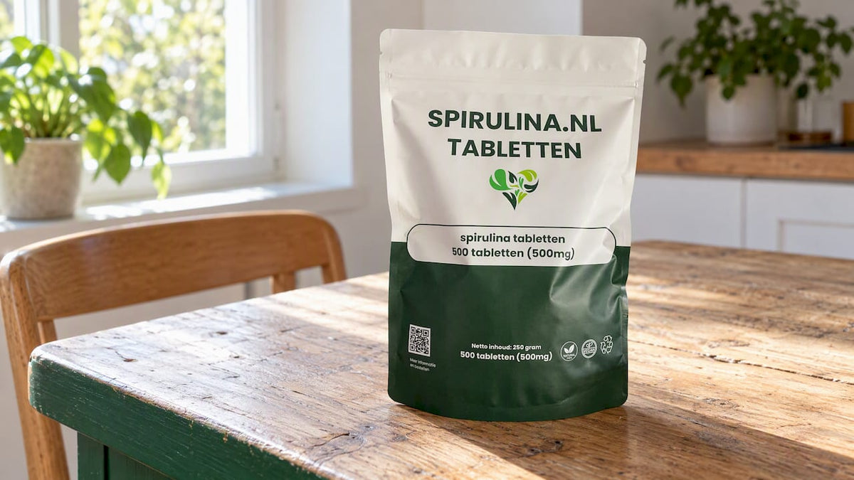 Spirulina-tabletten bij het controleren van keurmerken