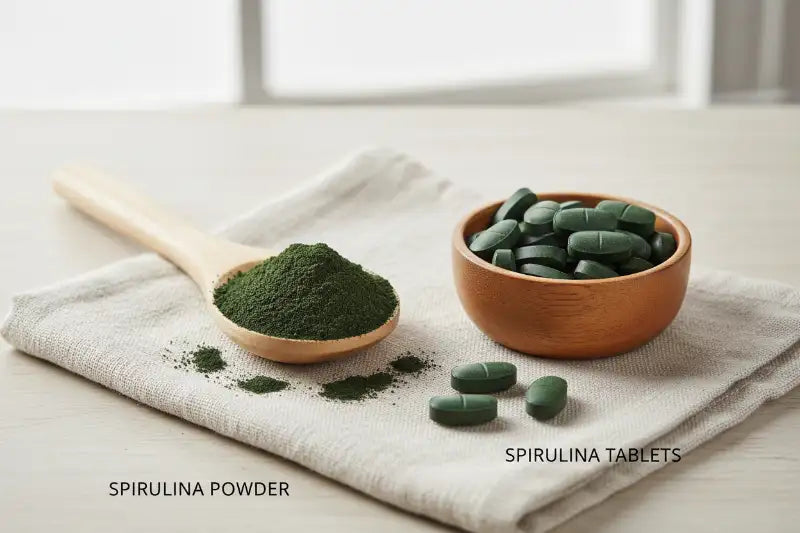 spirulina poeder en spirulina tabletten